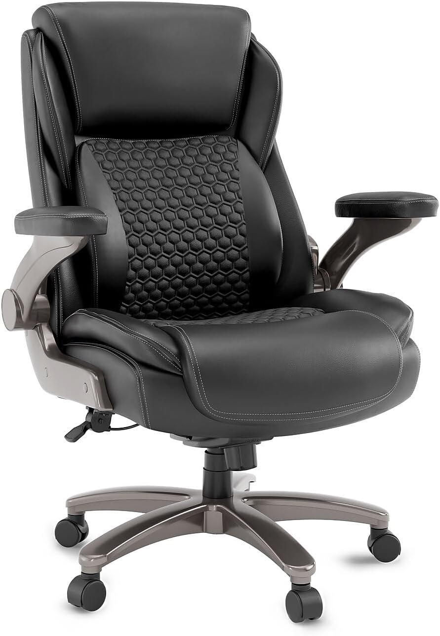 Staples Randolph Ergonomic Bonded Leather Executive Big & Tall Chair, 400 lb. Capacity, Black