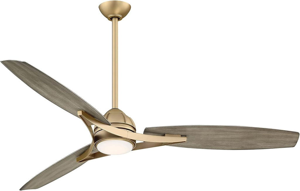 Minka-Aire F742L-SBR Molino Led 65' Outdoor Ceiling Fan with LED Lights & Remote, Soft Brass
