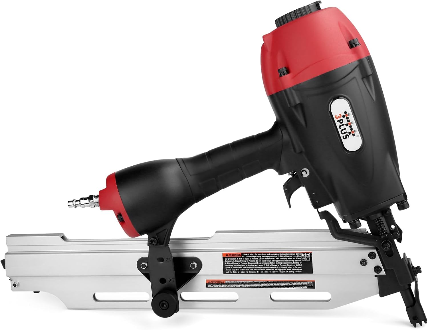 3PLUS HFN90SP 3-in-1 Air Framing Nailer with Adjustable Magazine for 21/28/34 Degree Nails