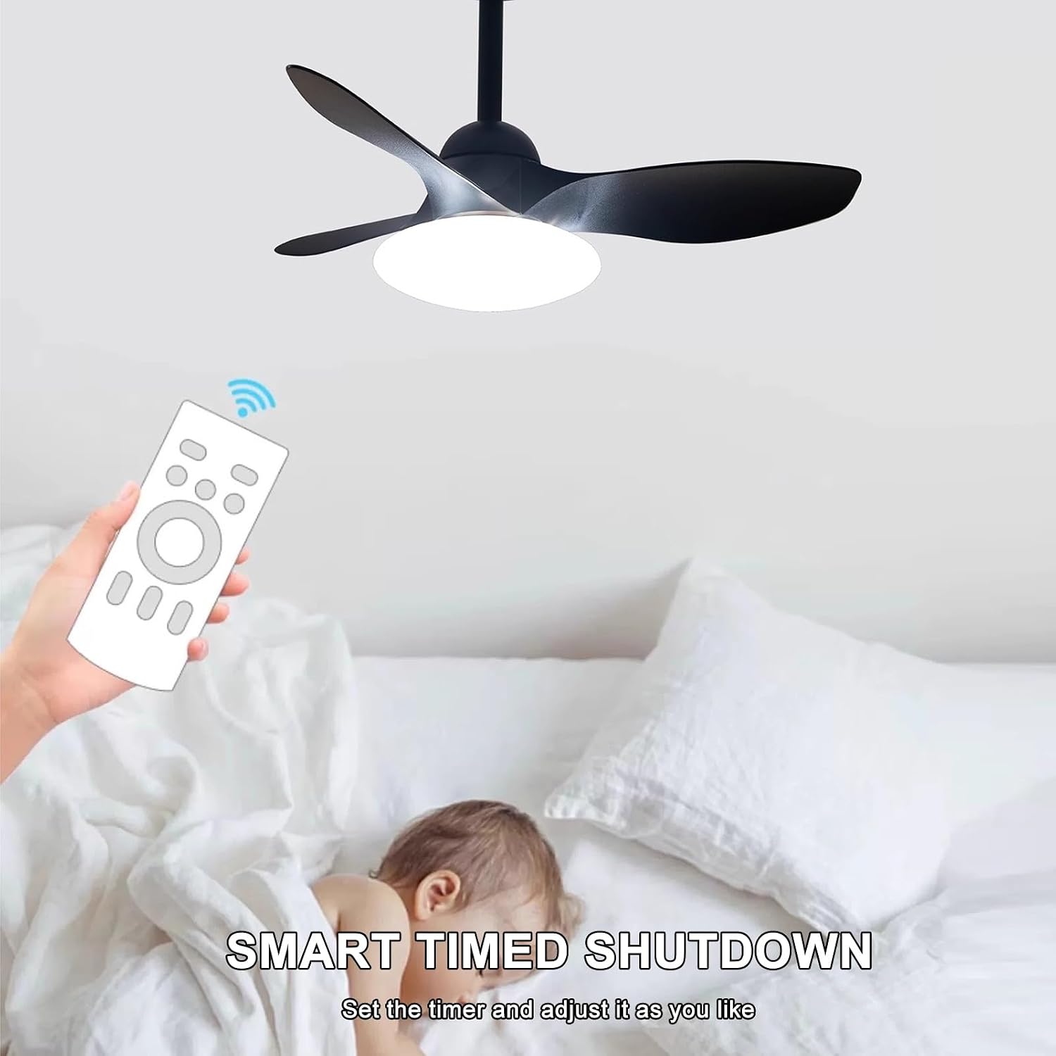 Small Ceiling Fans with Lights, Modern Ceiling Fans, Ceiling Fans with Lights and Remote, 3 Color Light, 6 Speed, for Kitchen Bedroom Dining Room Patio(White)
