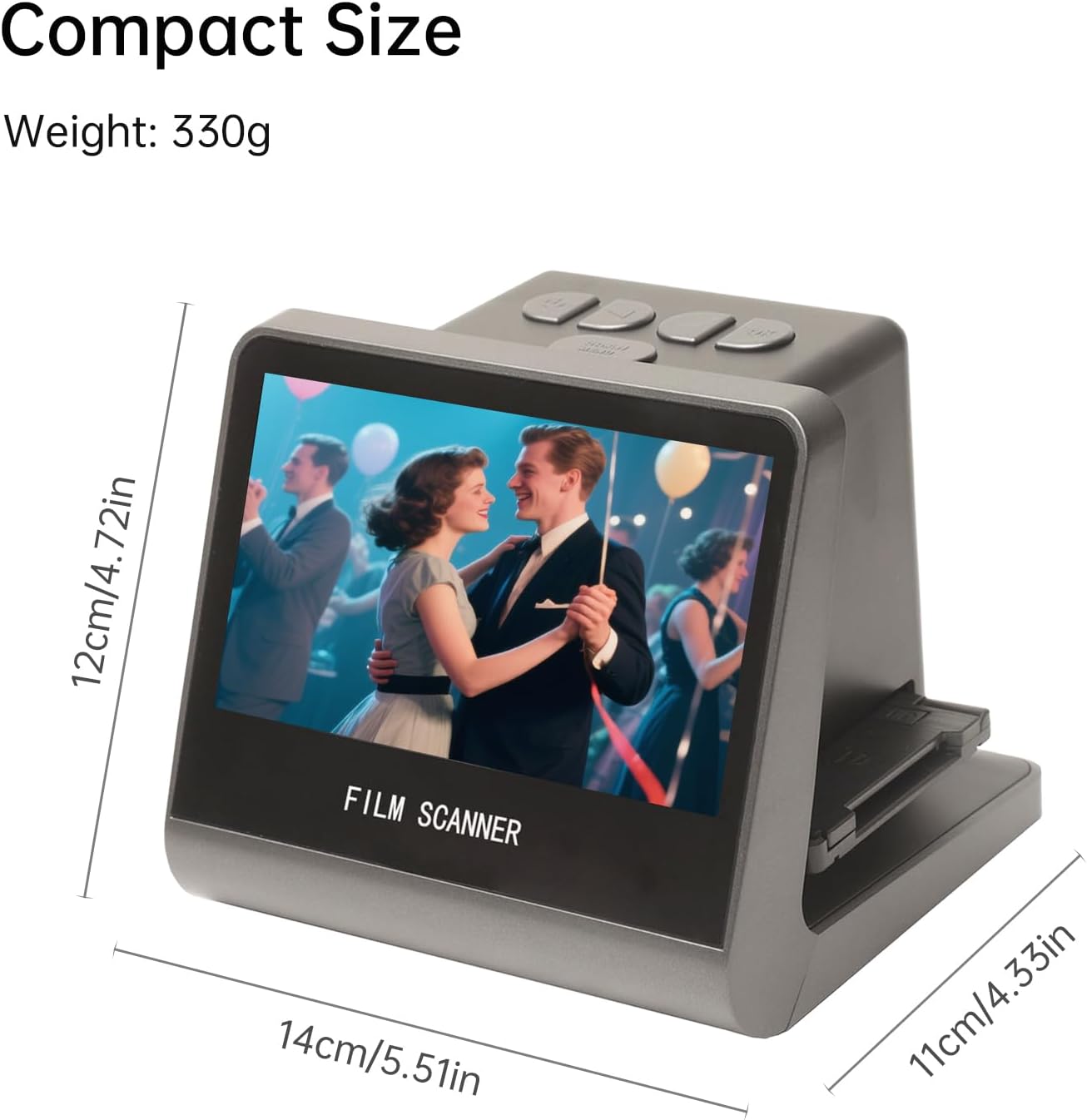 Digital Film and Slide Scanner with 5inch LCD Screen, Converts 135 / 126KPK /110 / Super8 / Slide to Digital JPEG Photos, Built in 16GB Memory, Digital Film Scanner