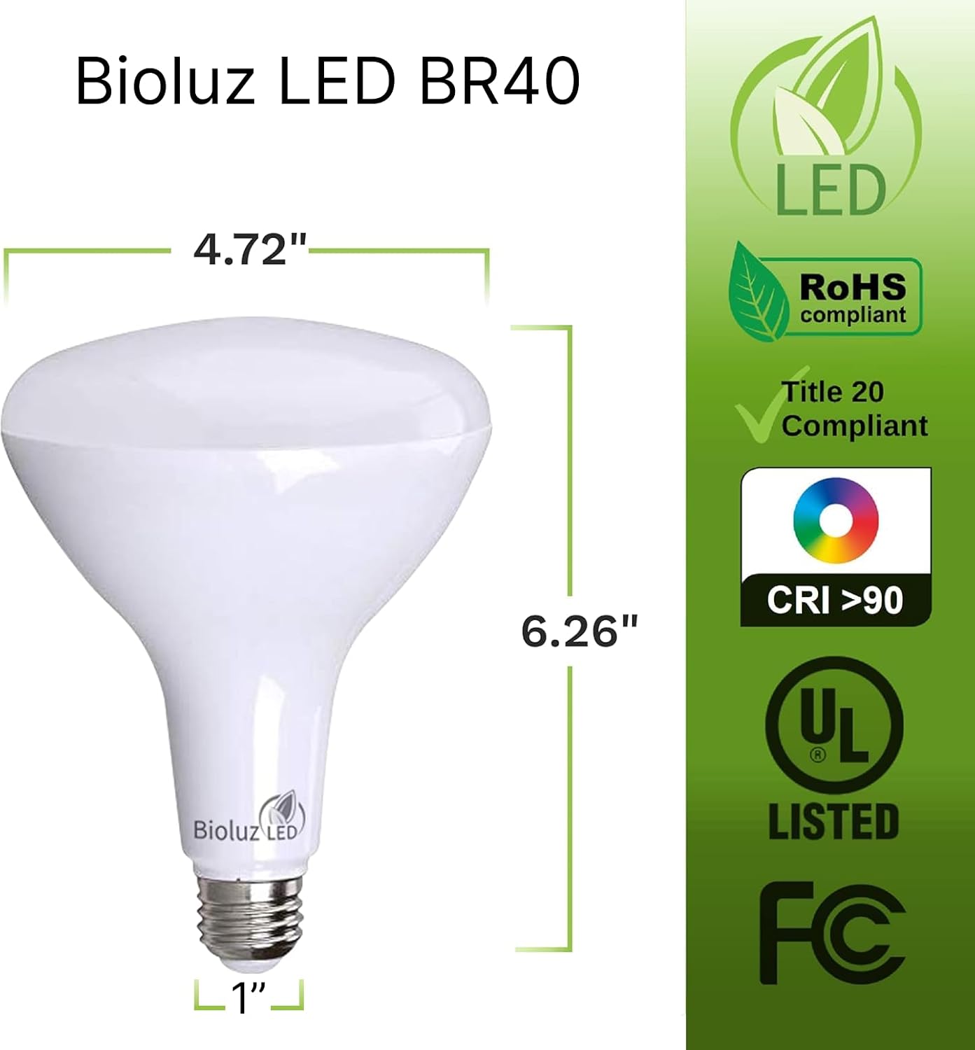 Bioluz 20 Pack Brightest BR40 LED Light Bulb - INSTANT ON Warm Light Bulbs Energy Saving 16W (120W Replacement) 2700K 1400 Lumen Led Bulbs Indoor & Outdoor Lighting Smooth Dimmable Lightbulb UL Listed