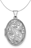 The Black Bow Sterling Silver 26mm Reversible Scroll Oval Locket Necklace