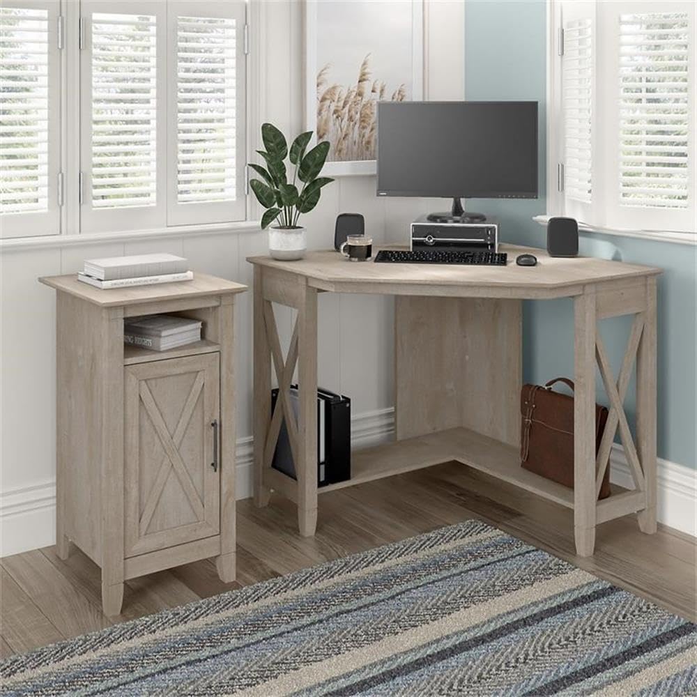 Bush Home Key West Small Storage Cabinet with Door in Washed Gray