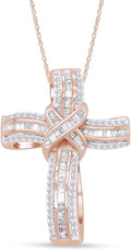Infinity Cross Diamond Pendant Necklace for Women & Men, 1.00 Cttw Natural or Lab-Grown Diamond in 14K Gold Over 925 Sterling Silver, Religious Christian Jewelry Gift with 18' Chain
