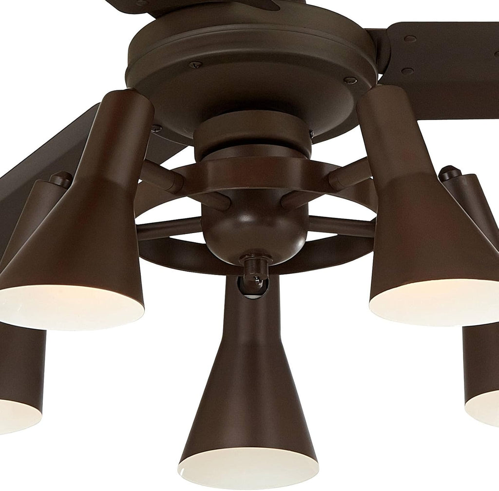 Casa Vieja 60' Turbina Industrial Retro 3 Blade Indoor Ceiling Fan with Light LED Remote Oil Rubbed Bronze Adjustable Head for House Bedroom Living Room Home Kitchen Dining Office