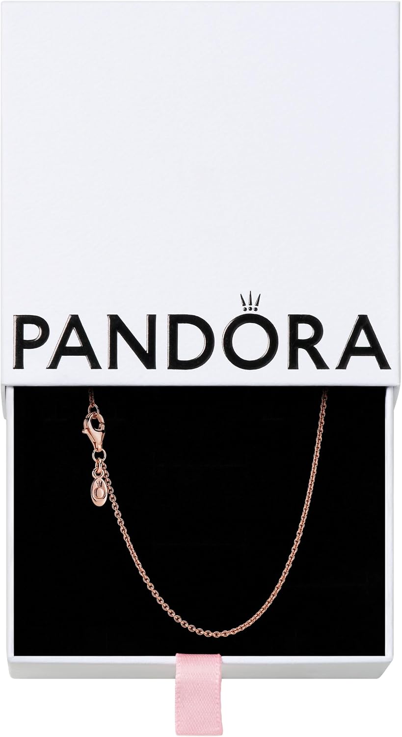 PANDORA Jewelry - Classic Cable Chain Necklace with Lobster Clasp - Great Gift for Women - Made Rose Gold, With Gift Box