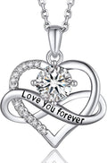 MomentWish Heart Necklace for Women, Jewelry Gifts for Her, D Color VVS1 Moissanite Necklace in 925 Sterling Silver, Infinity Pendent for Birthday Anniversary Mother's Day