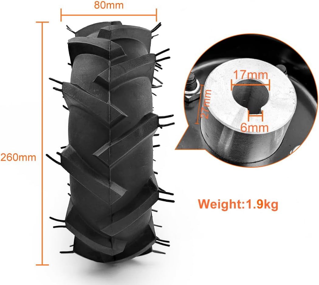 Dual Drive Motor Wheel Kit for Electric Agricultural Tool, Tiller, Garden Farm, Hand Cart, L-faster, 10 Inch Tire, 24V, 500W (Agricultural kit B, Max Speed 6kph)