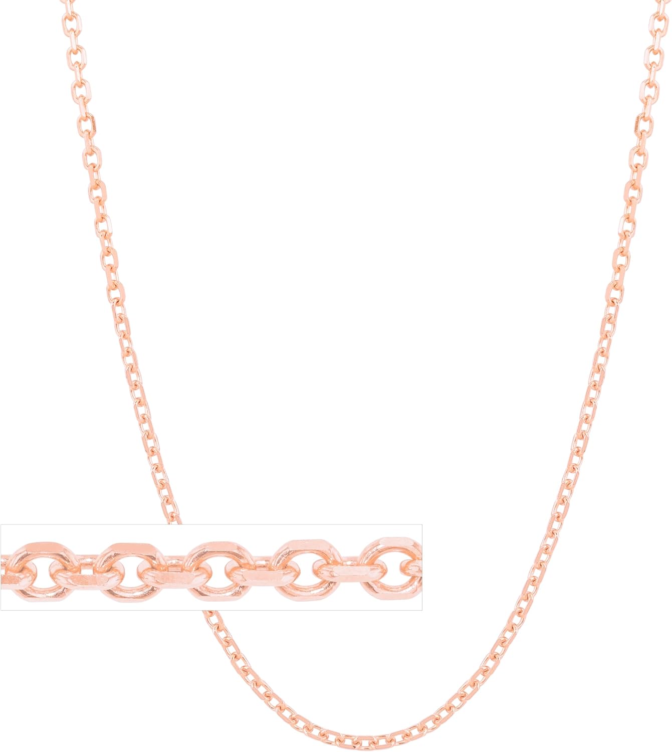 Floreo 14k Rose Gold 0.68mm Solid Diamond Cut Cable Chain Necklace