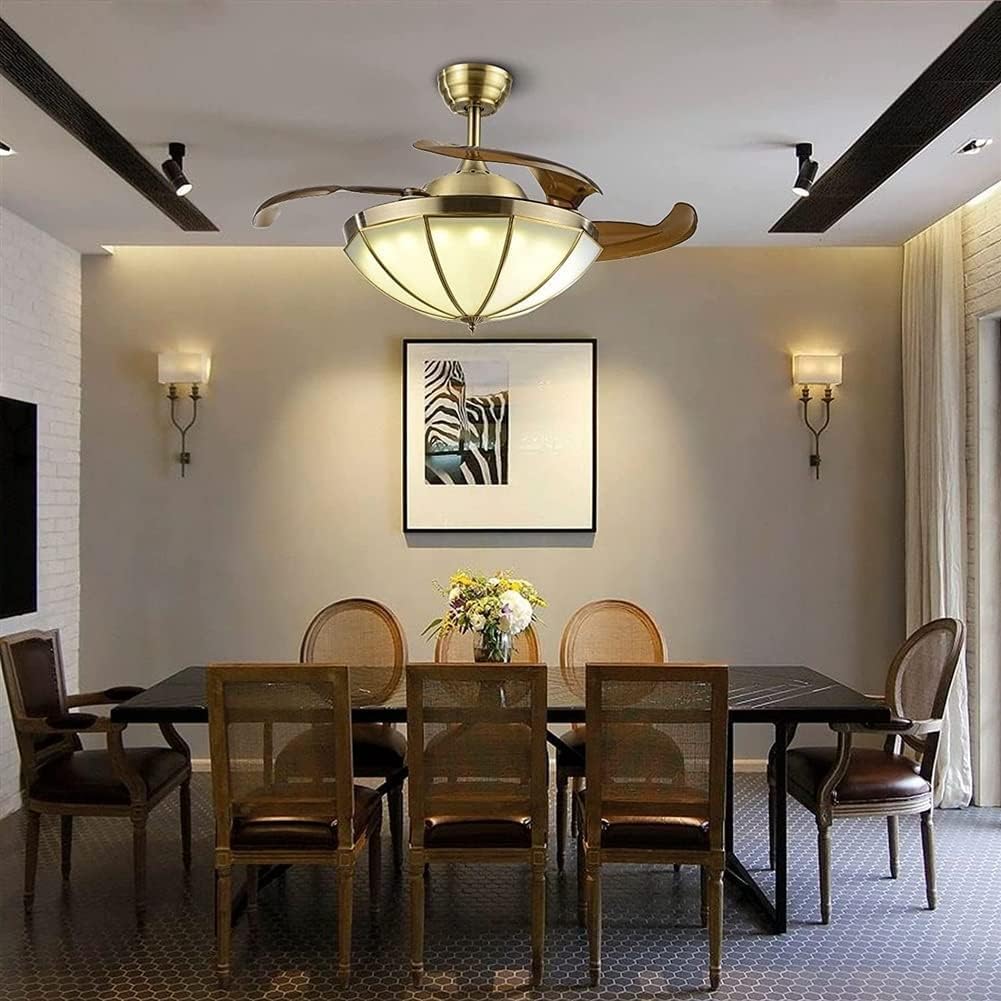 Lamp Retractable Ceiling Fan Light Lighting Ceiling Fans Light Fixture Ceiling Fan Retro Remote Control Farmhouse Living Room Energy Saving