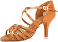 BDdance Women's Latin Salsa Tango Jazz Ballroom Performance Practice Heels #2324 Tan, 4.5-11