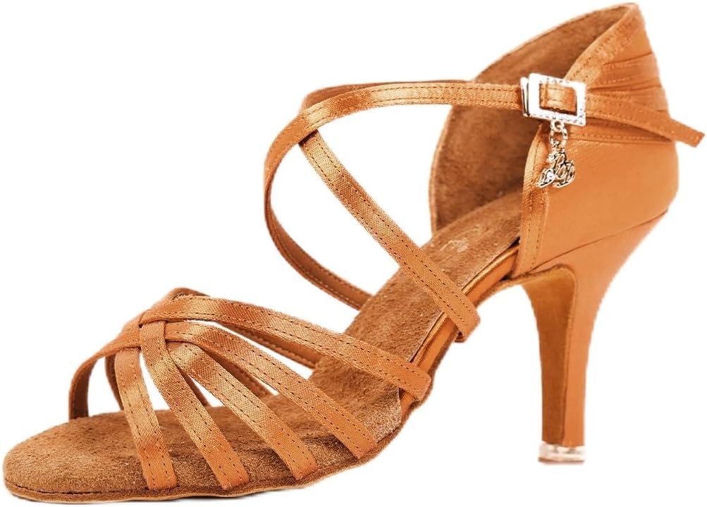BDdance Women's Latin Salsa Tango Jazz Ballroom Performance Practice Heels #2324 Tan, 4.5-11