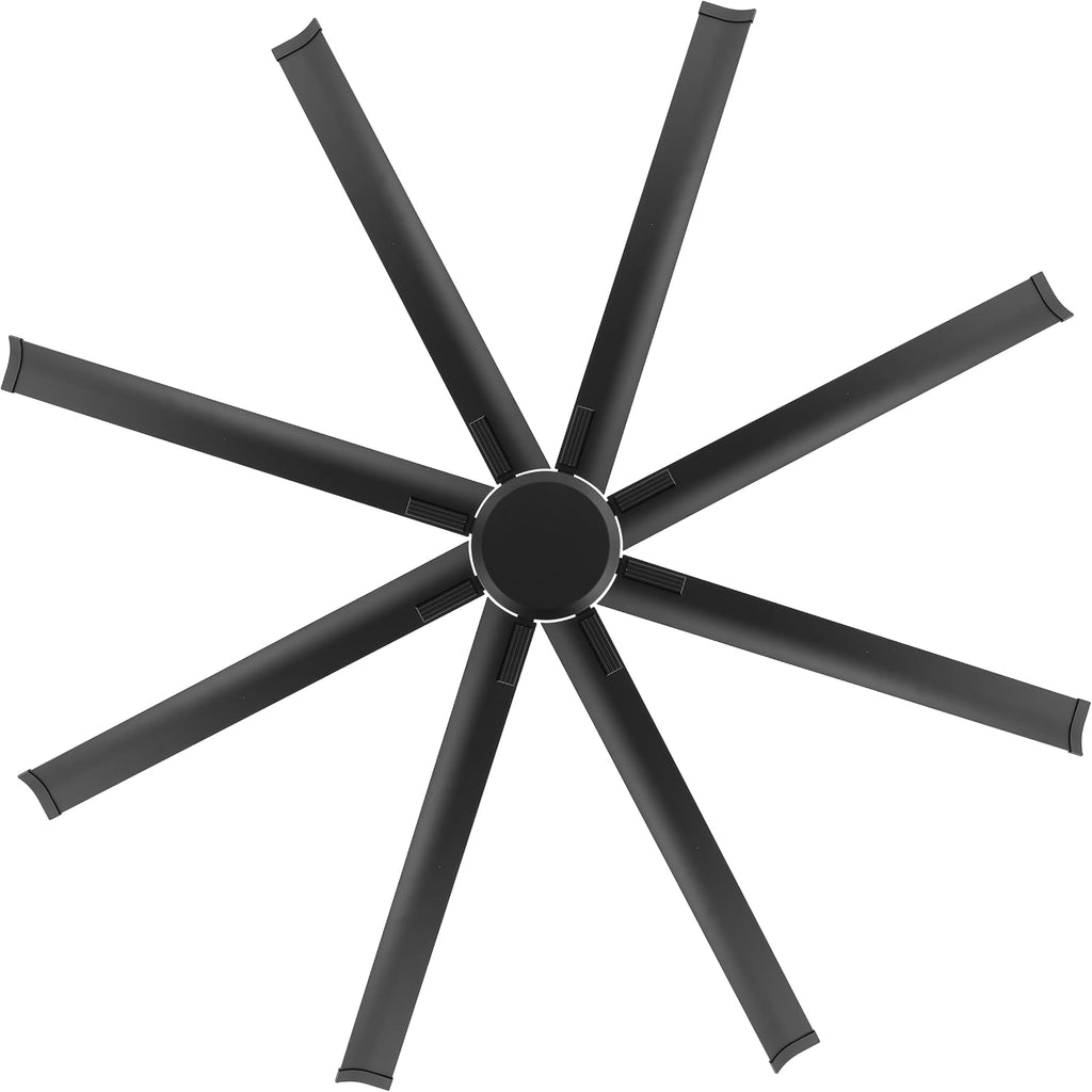 LEDLUX 84' Ceiling Fan No Light, Reversible DC Motor, 6 Speed Remote Control, Industrial 8 Aluminum Blades with 3 Downrods for Home or Commercial, Living Room/Warehouse Black