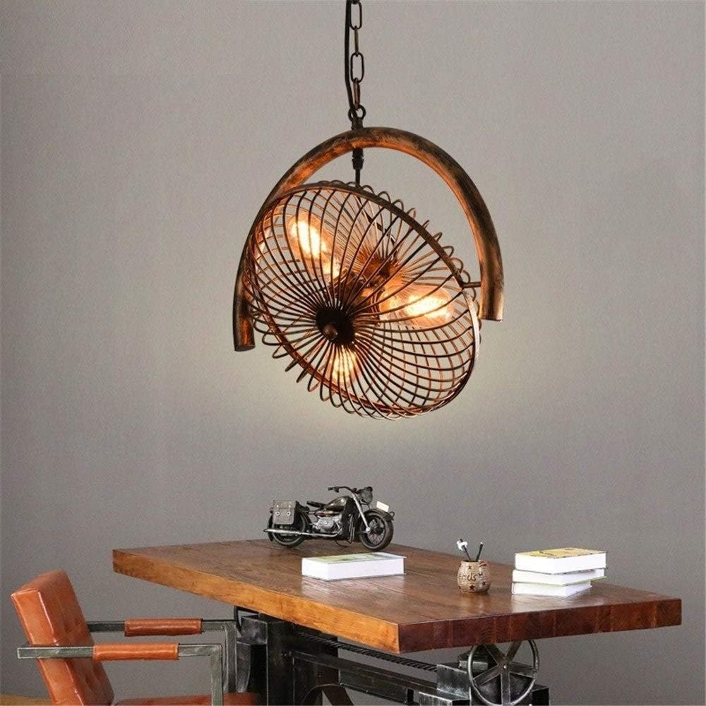 Vintage Industrial Ceiling Lights, Barn Retro Fan Spider Fitting E27 Rust Color Pendant Light Wrought Iron Hanging Lighting for Living Room Bedroom Dining Room Balcony Bar