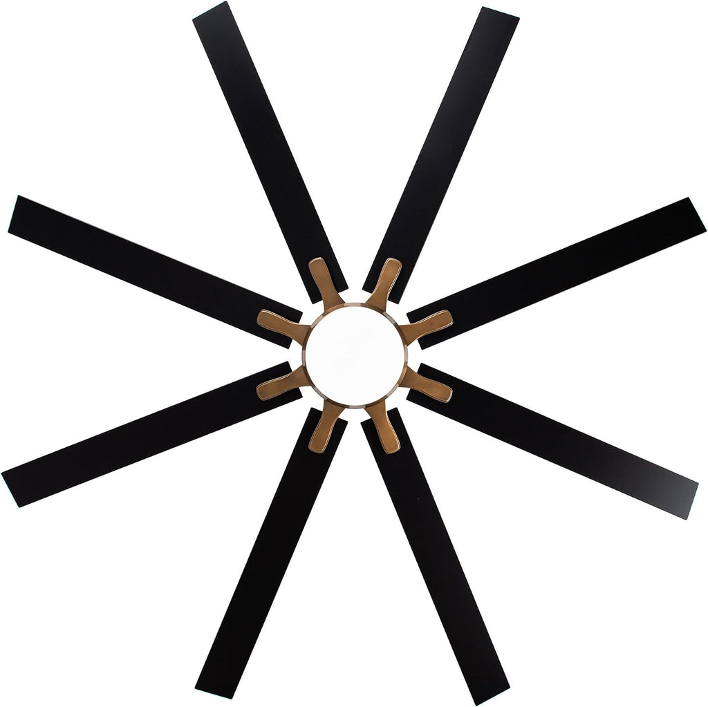 65'' Large Industrial Ceiling Fan with Light, Matte Black, 8-Blade DC Motor, 6-Speed Reversible Airflow, 24W Dimmable LED 3000K/4000K/5000K, Remote Control for Living Room Patio Garage