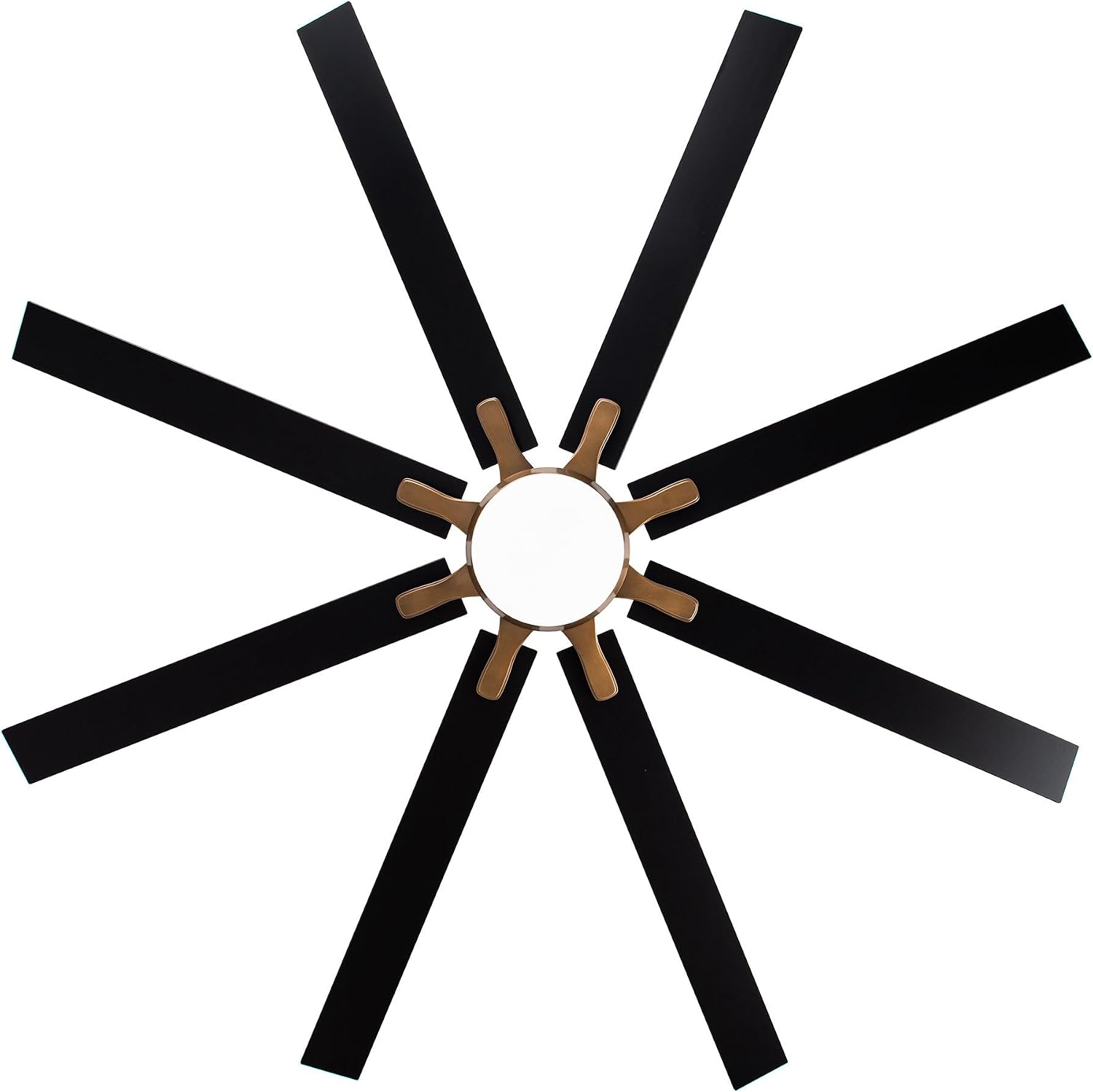 65'' Large Industrial Ceiling Fan with Light, Matte Black, 8-Blade DC Motor, 6-Speed Reversible Airflow, 24W Dimmable LED 3000K/4000K/5000K, Remote Control for Living Room Patio Garage