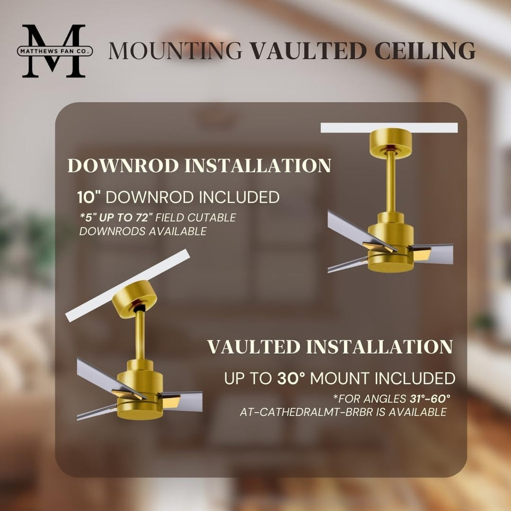 Matthews AK-BRBR-BN-42 Alessandra Wet Rated 42' Outdoor Ceiling Fan without Light, Remote Included, Silent DC Motor, Brushed Brass with Brushed Nickel