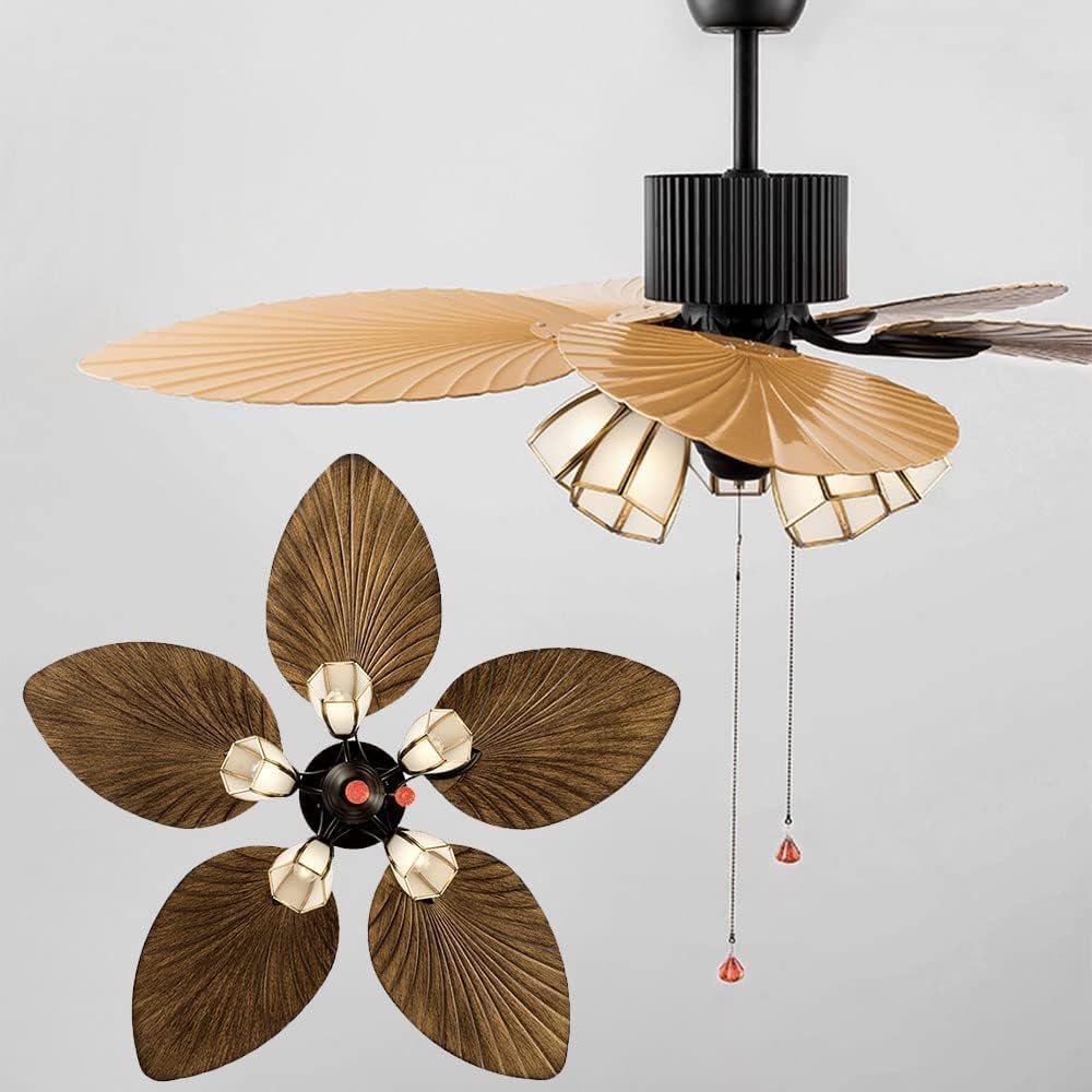 Lamp Big Fan Blades Lighting Ceiling Fans Ceiling Fan Light 52in Retro Remote Control Creative Fan Fixture for Indoor Bedroom Energy Saving