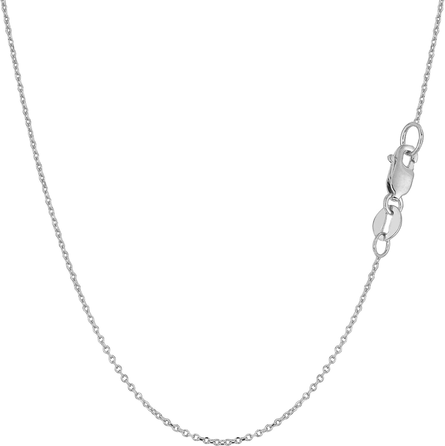 Jewelry Affairs 14k White Gold Round Cable Link Chain Necklace, 1.1mm