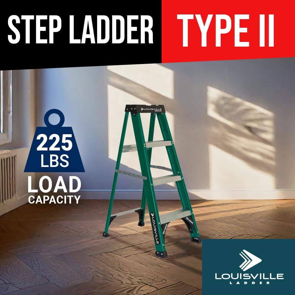 Louisville Ladder 8-Foot Fiberglass Step Ladder, 225-Pound Load Capacity, Type II, FS4008