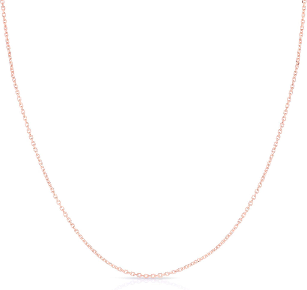 Floreo 10k Yellow Gold, White Gold, or Rose Gold 0.68mm Double Extendable Solid Diamond Cut Cable Chain Adjustable Necklace, 16' - 17' - 18 Inch