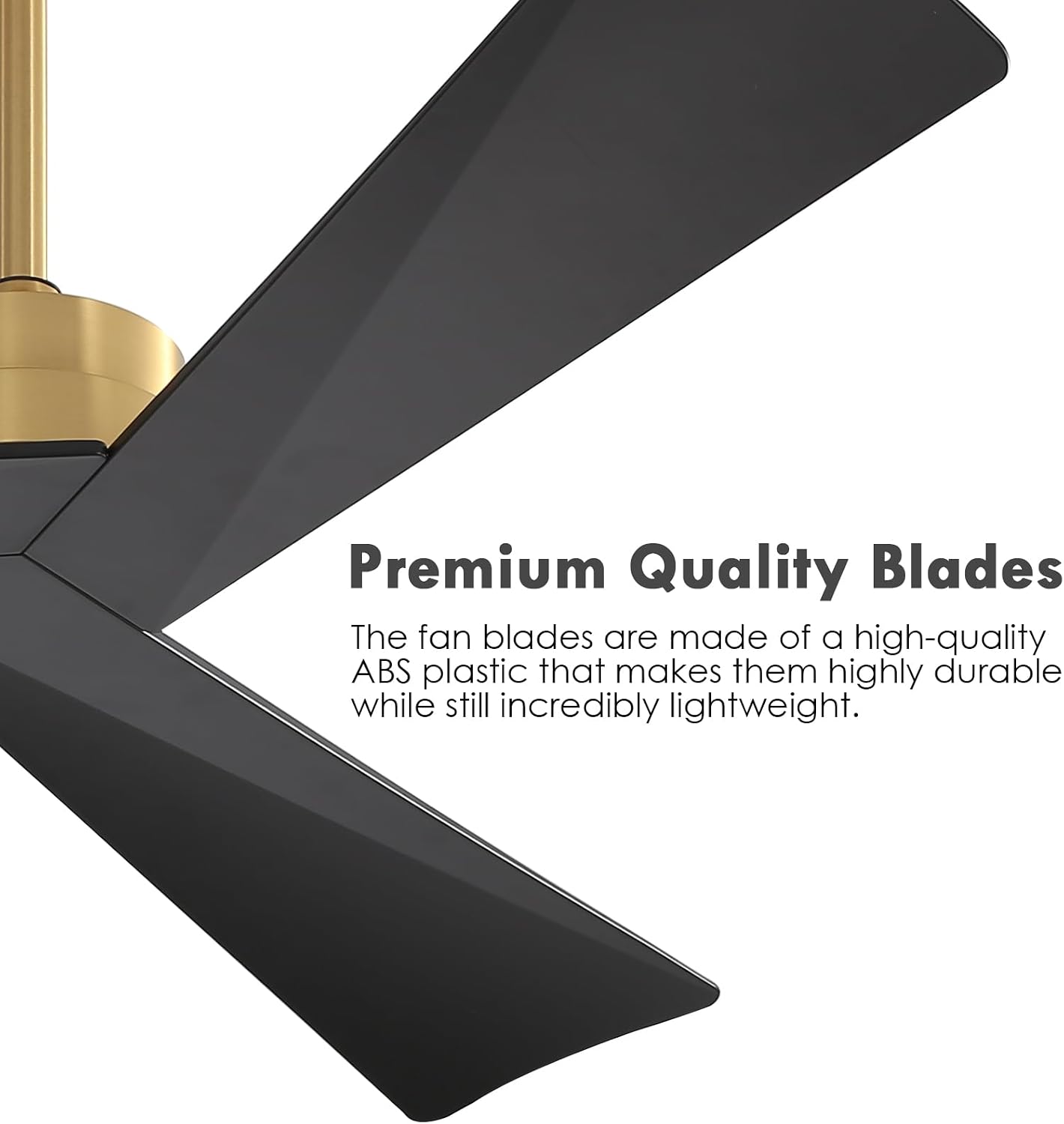 WINGBO 52' DC Ceiling Fan without Lights, Brass and Black Ceiling Fan with Remote, 3 ABS Plastic Blades, 6 Speed Reversible DC Motor, Ceiling Fans No Light for Kitchen Bedroom Living Room