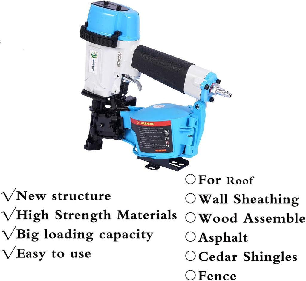 Salvador CN45N Roofing Nailer, 15 Degree Roofing Nail Gun, 3/4-Inch to 1-3/4-Inch Coil Nails, 120-pcs Load Capacity Coil Nailer