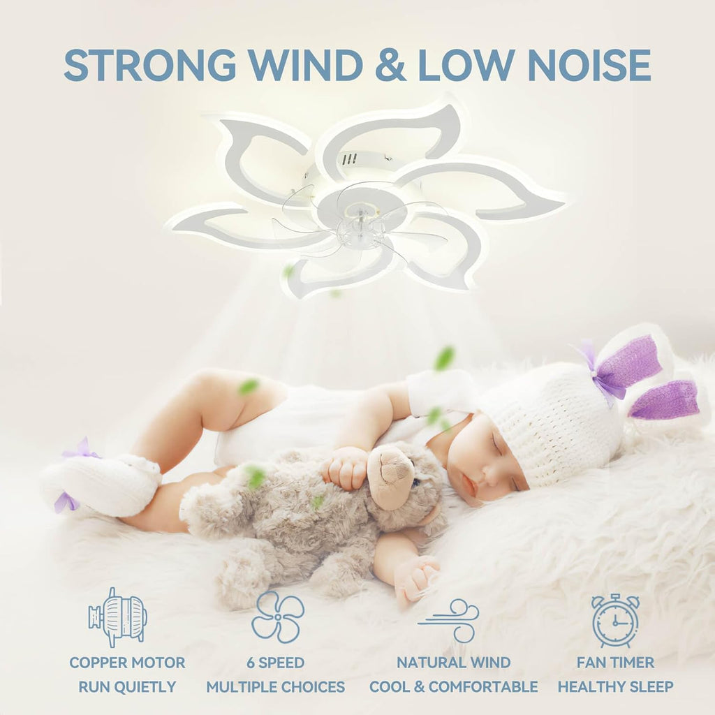 Ceiling Fan with Light and Remote, Ceiling Fan Lamp, Compatible with Alexa Google Home, Intelligent Ceiling Blades with Light and Remote Control, Dimmable, Reversible 6 Speeds, DC Motor (Color : 2)
