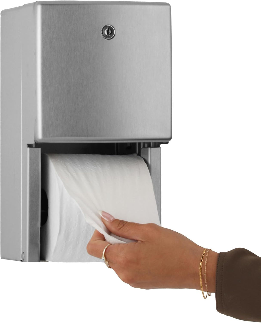 Bobrick Surface-Mounted Multi-Roll Toilet Tissue Dispenser – Satin-Finish Stainless Steel, ADA Compliant, Holds Two Standard Rolls, Theft-Resistant Heavy-Duty Spindles, ConturaSeries Design (Model B-4288)