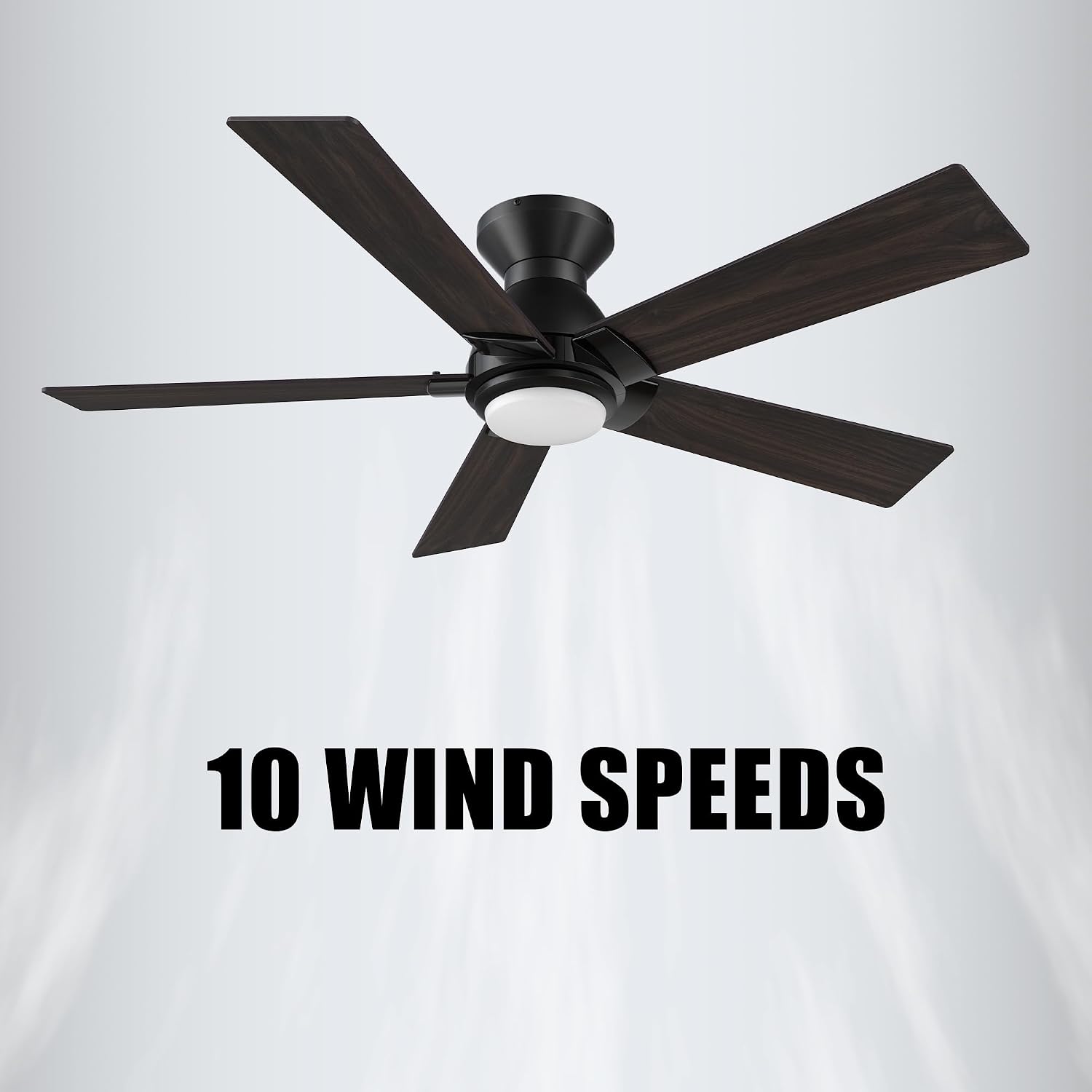 CEME Smart 48' Ceiling Fans with Lights Flush Mount, 3 Light Colors Dimmable, 10 Speeds DC Ceiling Fan with Remote, Outdoor Ceiling Fan Compatible with Alexa, Siri & Google Home, Wood & Dark Walnut