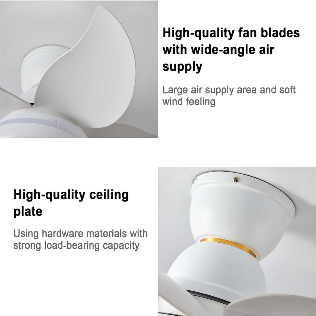 Ceiling Fans with Lights, Fans with Lights and Remote/APP Control, Modern Flush Mount Ceiling Fan, with 5 Reversible Blades 3 Colors Dimmable 6 Speeds Ceiling Fan for Bedroom/Kitchen/Dining Room/Patio