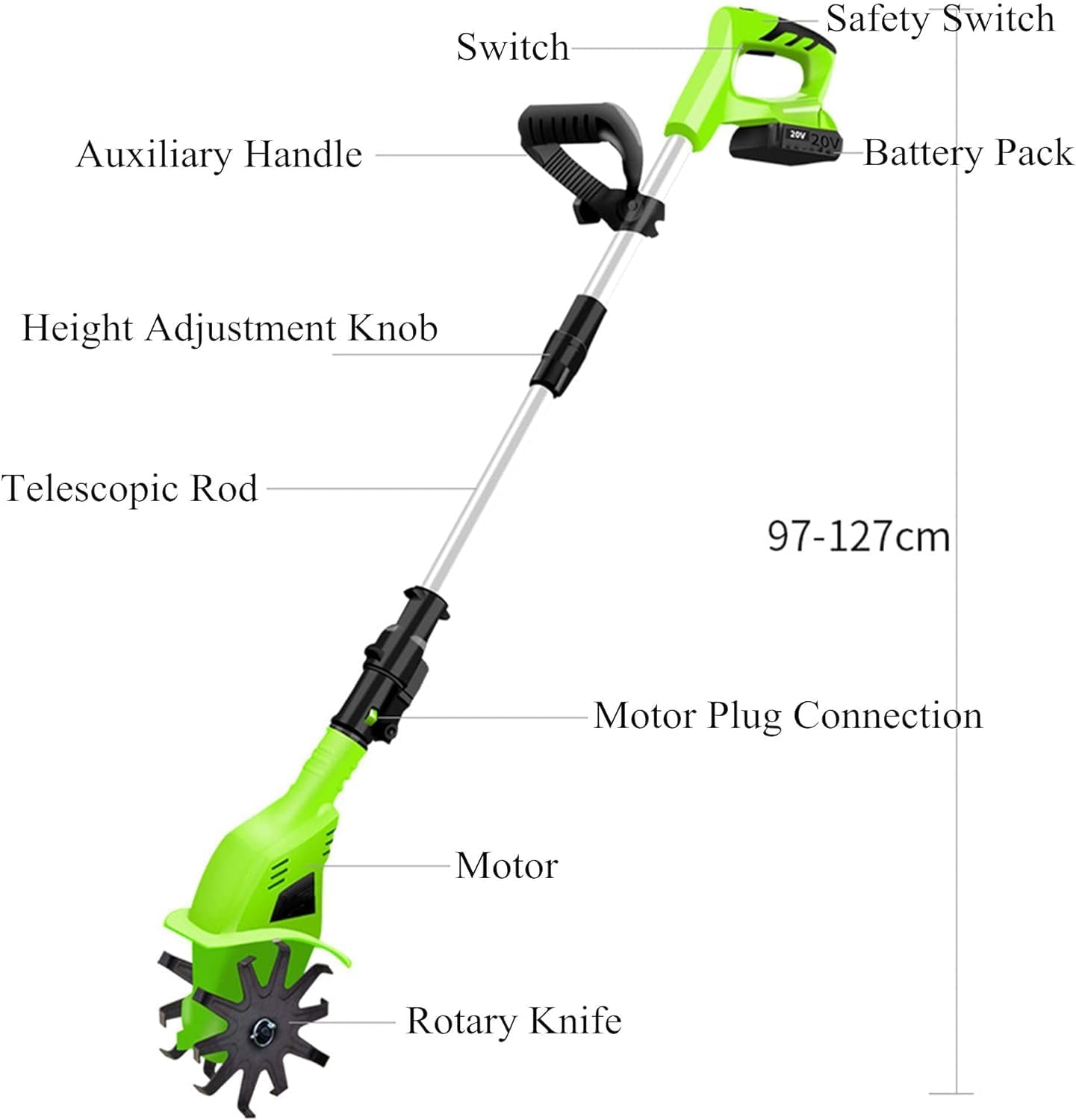 Electric Tiller Cultivator/Rotavator,with 4000Mah Battery Powered,Electric Cordless Hand Tiller Soil Cultivator,Gardening Tool Cultivation Machine for Allotment, Lawn, Garden