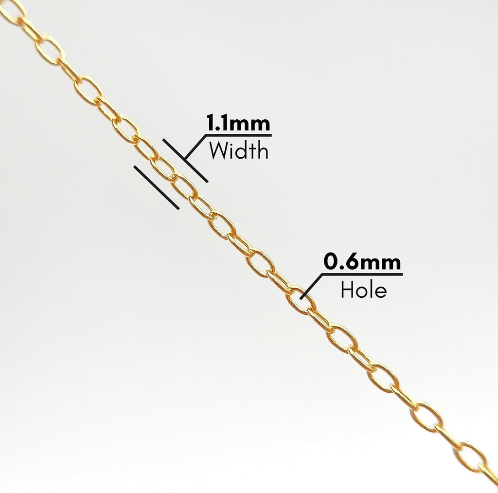 Gryrigns 15Feet 1.1mm 925 Sterling Silver Gold Plated Round Cable Chain Link Bulk for DIY Craft Jewelry Making (6.58 Grams)
