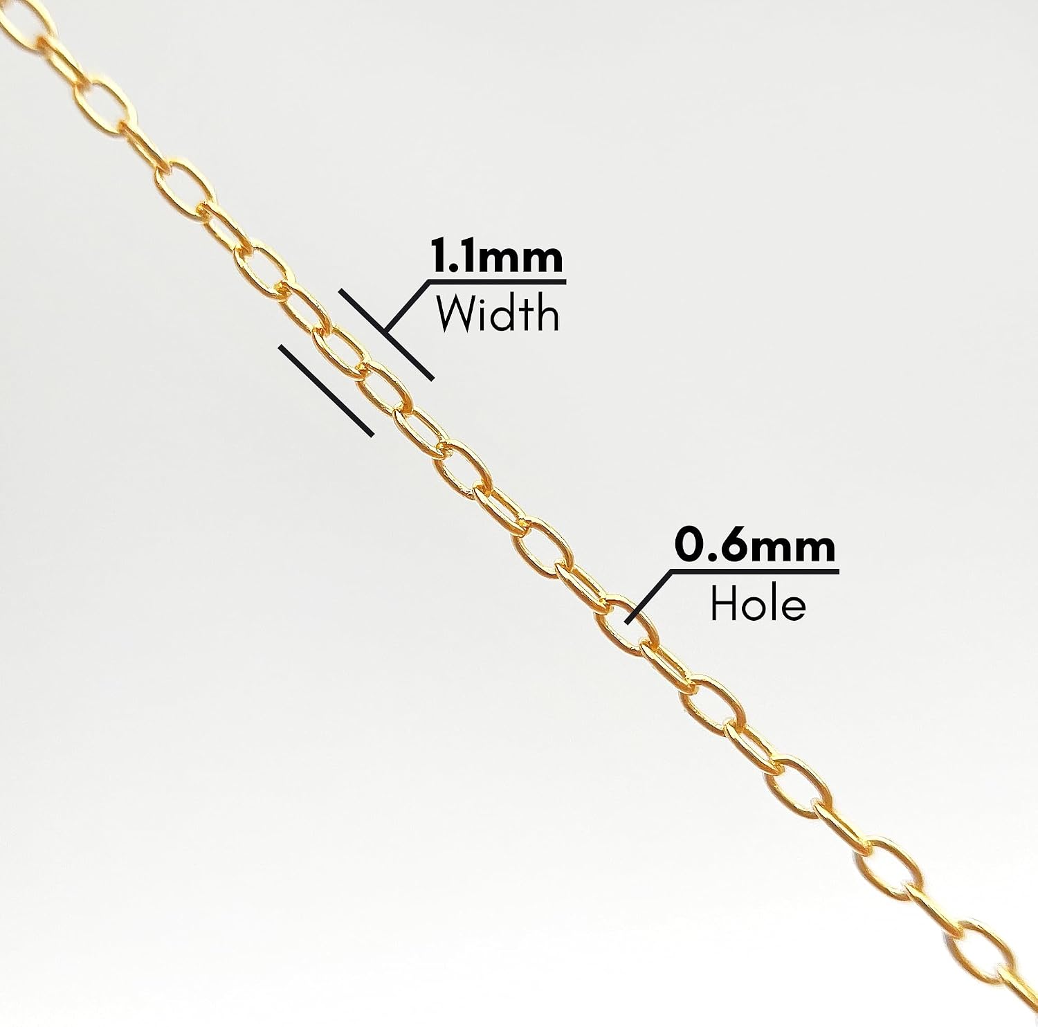 Gryrigns 20Feet 1.1mm 925 Sterling Silver Gold Plated Round Cable Chain Link Bulk for DIY Craft Jewelry Making (8.78 Grams)