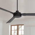 Casa Vieja 60' Invictus Modern Industrial Indoor Outdoor Ceiling Fan 3 Blade Remote Control Matte Black Finish Dark Walnut Wood Finish Blades Bedroom Patio Living Room Kitchen Damp Rated DC Motor