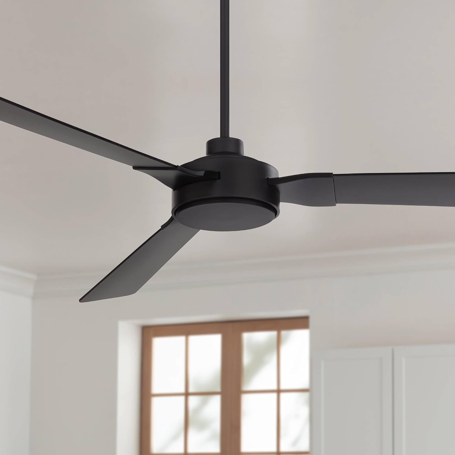 Casa Vieja 60' Invictus Modern Industrial Indoor Outdoor Ceiling Fan 3 Blade Remote Control Matte Black Finish Dark Walnut Wood Finish Blades Bedroom Patio Living Room Kitchen Damp Rated DC Motor