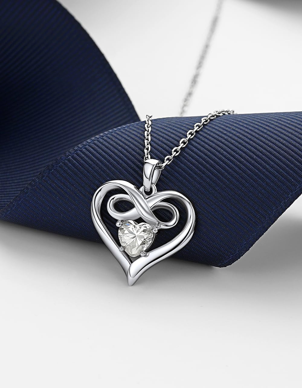 MomentWish Heart Necklace for Women, Jewelry Gifts for Her, D Color VVS1 Moissanite Necklace in 925 Sterling Silver, Infinity Pendent for Birthday Anniversary Mother's Day