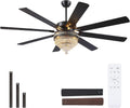 Asyko 72' Crystal Ceiling Fan Fandelier with Lights - Modern Crystal Chandelier Fans with Remote Control,Noiseless DC Motor, Retro/Farmhouse Lighting, Dining Room,Living Room