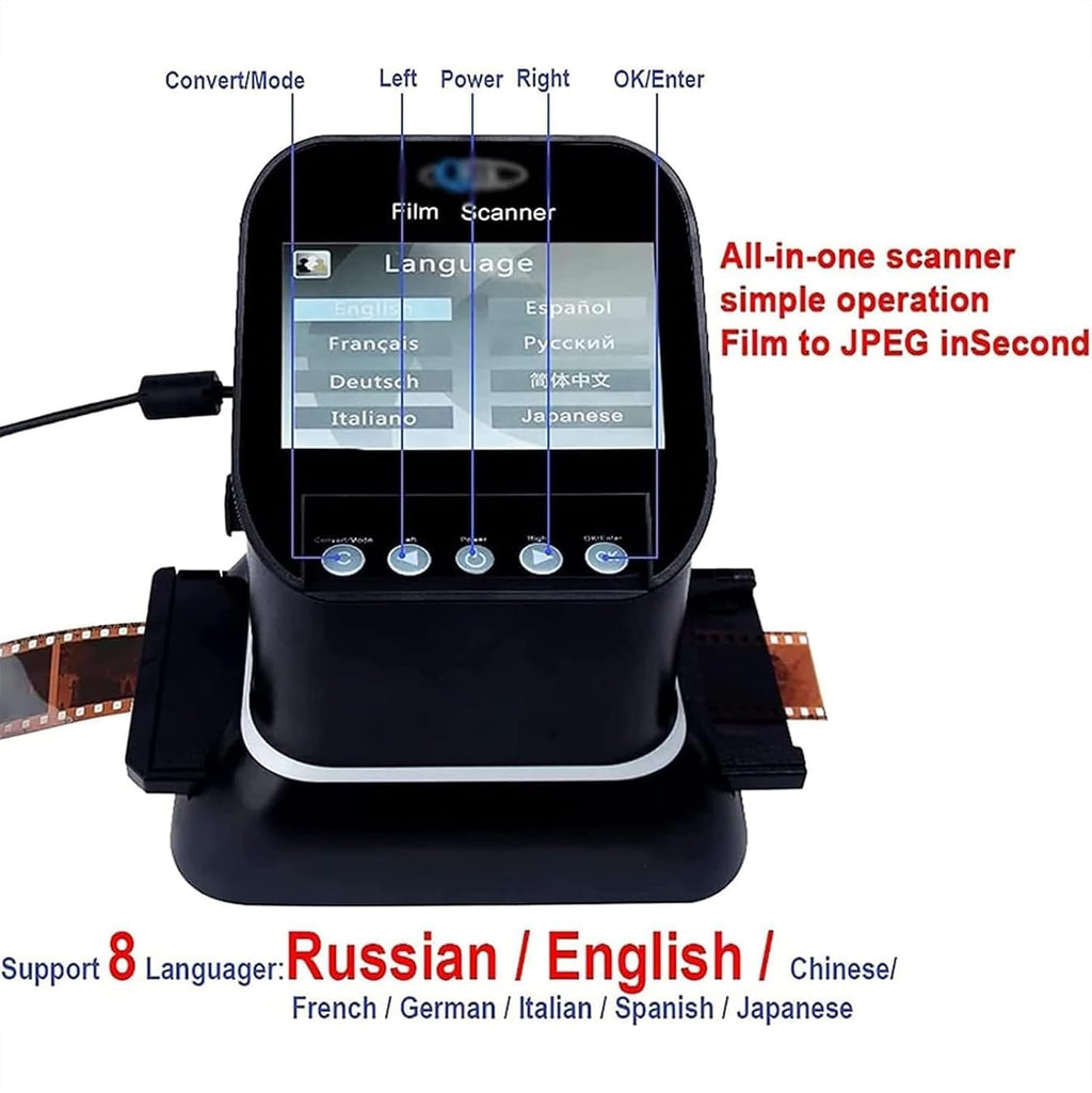 Digital Film Scanner, 4.3' Color Screen Digital Film, Support USB/HDMI Outpu, Convert 5 Specifications of 120 Negatives (60x90, 60x80, 60x70, 60x60, 60x45), 35mm, 135 Negatives (36x24), 127