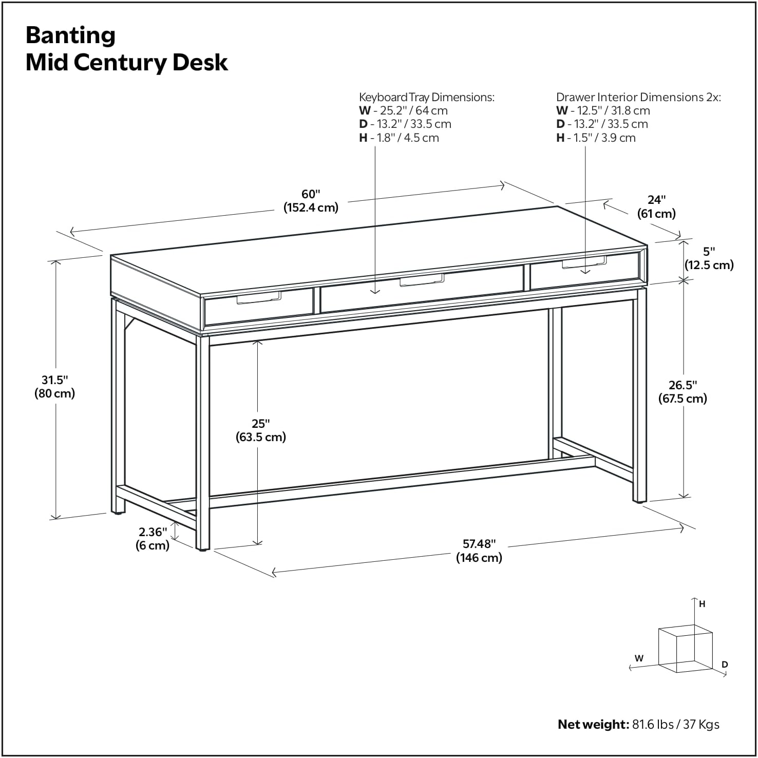SIMPLIHOME Banting Desk and Bookcase Bundle - 60 inch Wide Solid Wood Desk with Drawers and 30 inch Wide 4-Shelf Bookcase in Medium Saddle Brown, Modern Industrial Home Office Furniture (Set of 2)