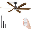 72 Inch Wood Ceiling Fan with Light and Remote, Outdoor Fans for Patio Damp Rated, Large Airflow 9257 CFM, Quiet DC Motor, Modern Farmhouse Style, for Indoor High Ceiling Commercial Shops, Dimmable