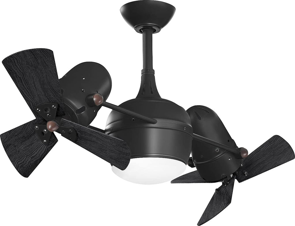 Matthews DGLK-BK-WDBK Dagny LK Damp Rated 41' Dual Motor 360° Rotational LED Ceiling Fan with Light & Remote, Solid Wood Blades, Matte Black