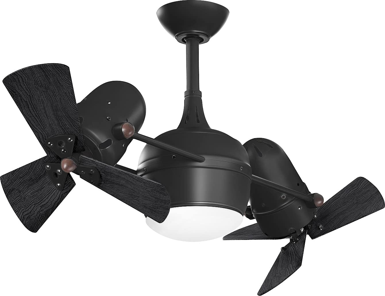 Matthews DGLK-BK-WDBK Dagny LK Damp Rated 41' Dual Motor 360° Rotational LED Ceiling Fan with Light & Remote, Solid Wood Blades, Matte Black