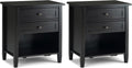SIMPLIHOME Warm Shaker Solid Wood 24 inch Wide Transitional-Style Bedside Nightstand Tables in Hickory Brown for the Living Room and Bedroom (Set of 2)