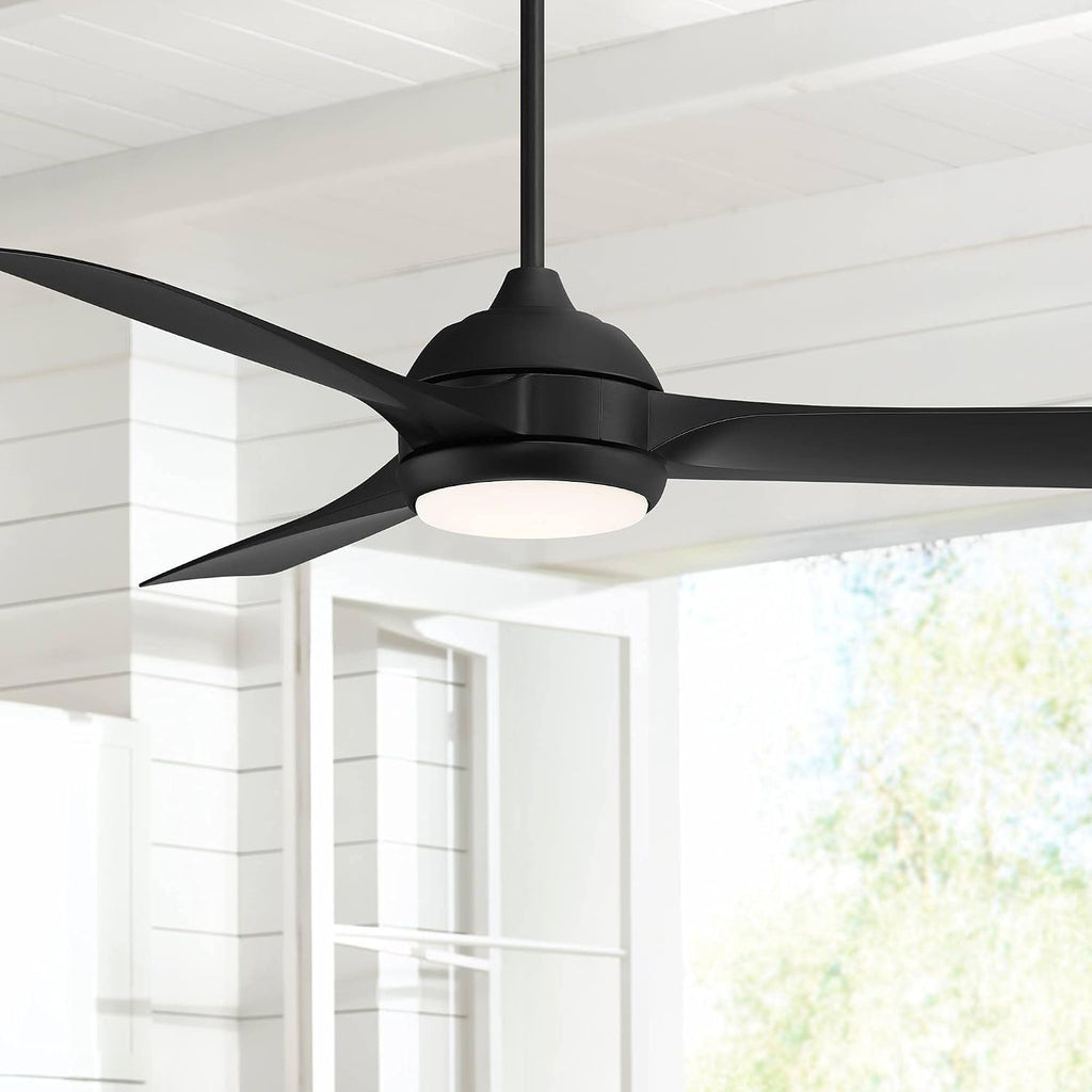 Casa Vieja 54' Expdite Modern Industrial 3 Blade Indoor Outdoor Ceiling Fan with Light LED Remote Control Black Brown White Diffuse Damp Rated for Patio Exterior House Porch Gazebo Garage