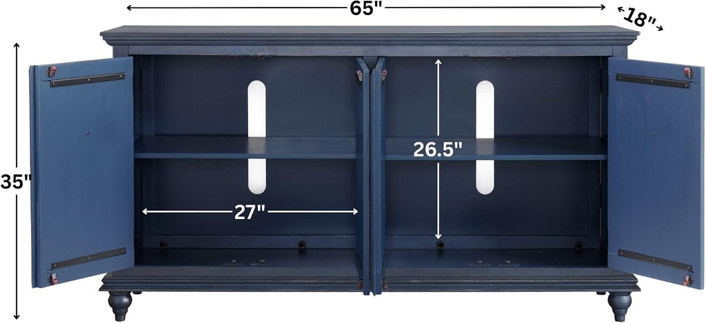 Martin Svensson Home Garden District Rustic Blue Solid Wood 65' TV Stand