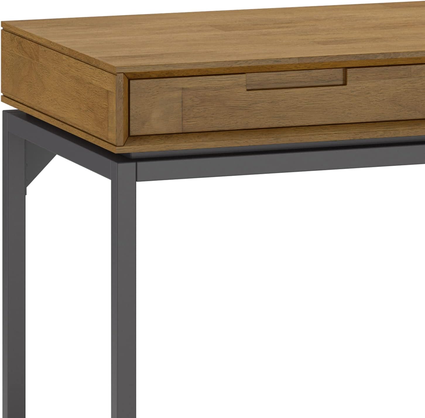 SIMPLIHOME Banting Desk - 72 Inch Wide Solid Wood and Metal Writing Desk in Medium Saddle Brown, Modern Industrial Home Office Computer Table for Study with 2 Drawers and Flip-Down Keyboard Tray