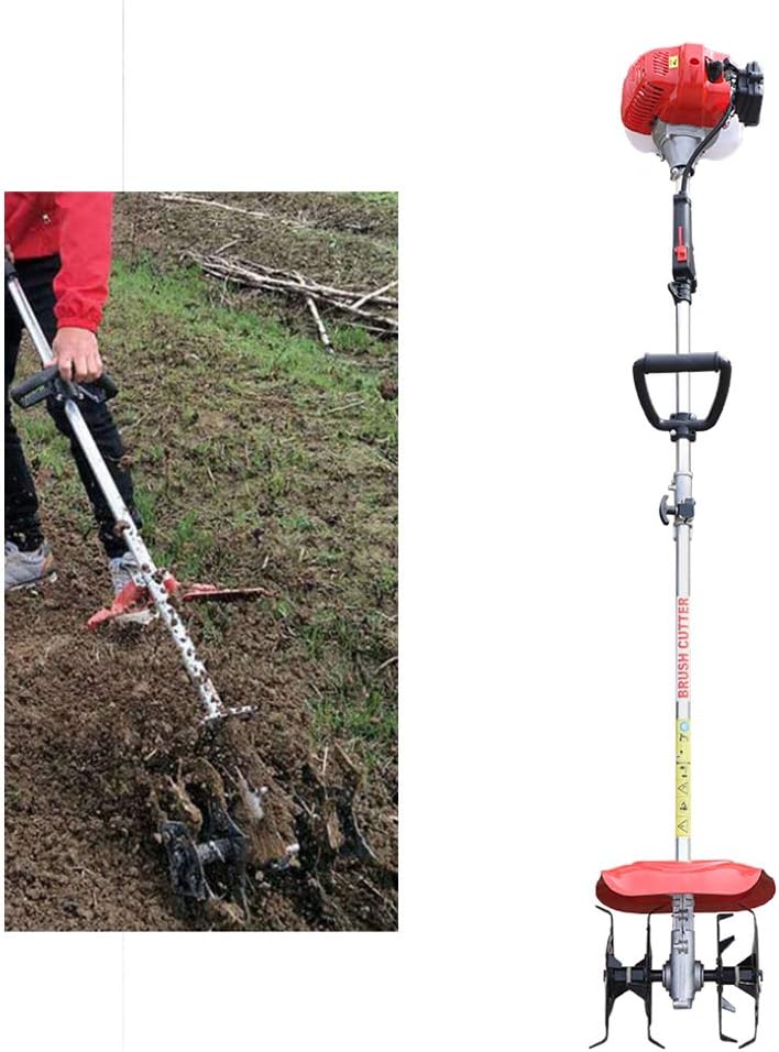 42.7cc 2-strokeHand-held Mini Tiller Cultivator 1.25KW Two-Stroke Gas-Powered Hand Push Tiller Cultivator for Cutting Grass, Wheat, Tea Tree