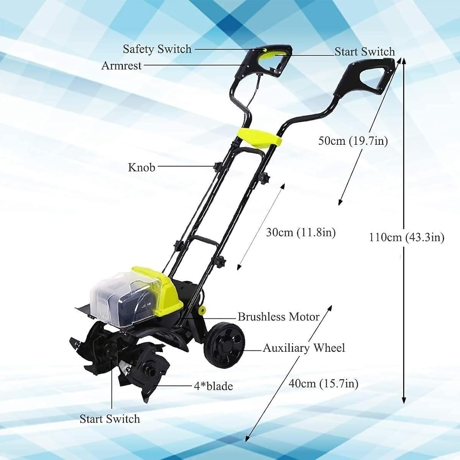 Electric Tillers Rotavator with 2 Batteries,Cordless Cultivator for Ground Preparation,Lawn Aerator for Gardening